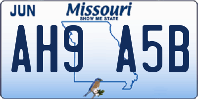 MO license plate AH9A5B