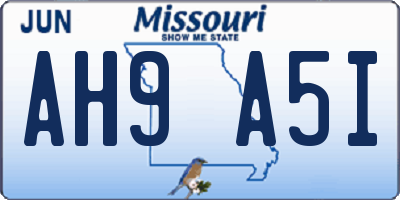 MO license plate AH9A5I