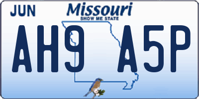 MO license plate AH9A5P