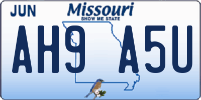 MO license plate AH9A5U