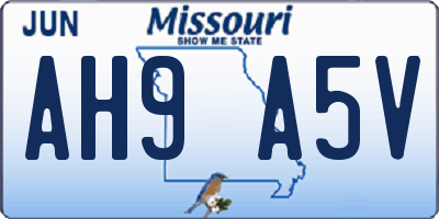MO license plate AH9A5V
