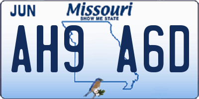 MO license plate AH9A6D