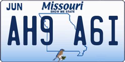MO license plate AH9A6I