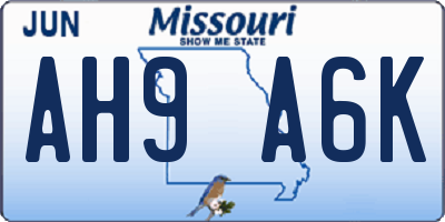 MO license plate AH9A6K