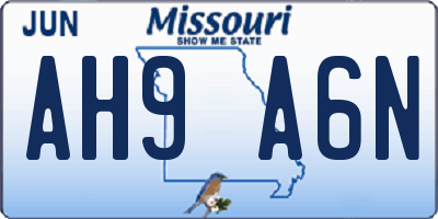 MO license plate AH9A6N