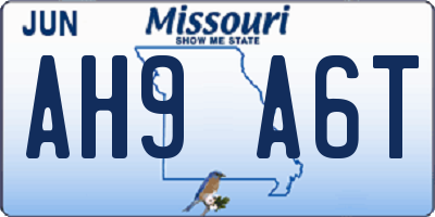 MO license plate AH9A6T