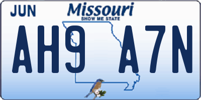 MO license plate AH9A7N