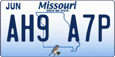 MO license plate AH9A7P