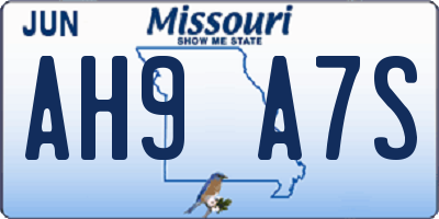 MO license plate AH9A7S