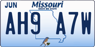 MO license plate AH9A7W