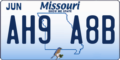 MO license plate AH9A8B