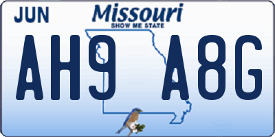 MO license plate AH9A8G