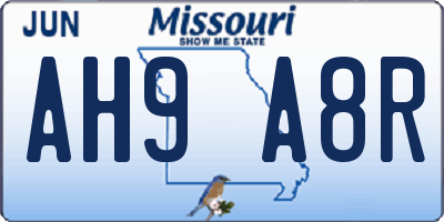 MO license plate AH9A8R