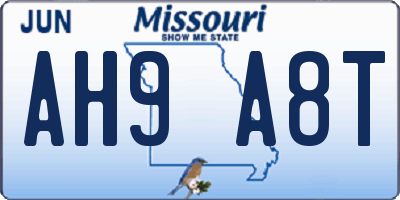 MO license plate AH9A8T