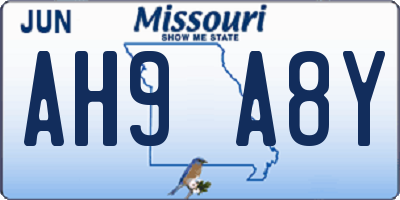 MO license plate AH9A8Y