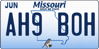 MO license plate AH9B0H