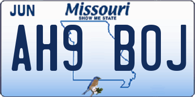 MO license plate AH9B0J