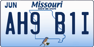 MO license plate AH9B1I