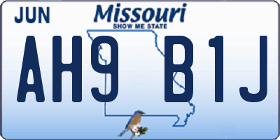 MO license plate AH9B1J