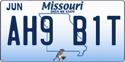 MO license plate AH9B1T