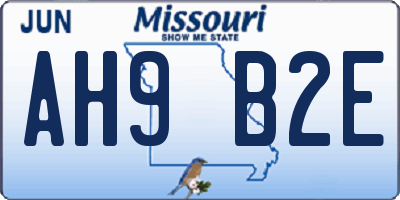 MO license plate AH9B2E