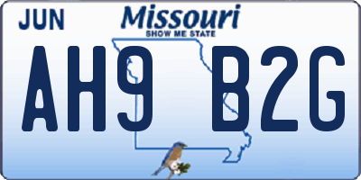 MO license plate AH9B2G