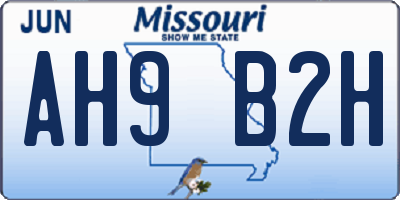 MO license plate AH9B2H
