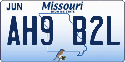 MO license plate AH9B2L