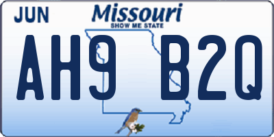 MO license plate AH9B2Q