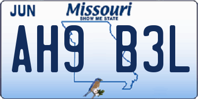 MO license plate AH9B3L