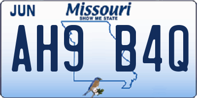MO license plate AH9B4Q