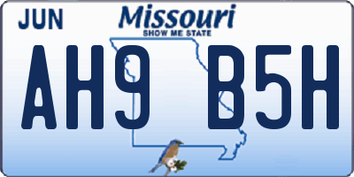 MO license plate AH9B5H