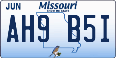 MO license plate AH9B5I