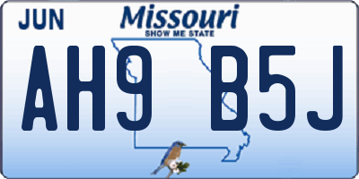 MO license plate AH9B5J