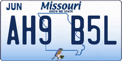 MO license plate AH9B5L