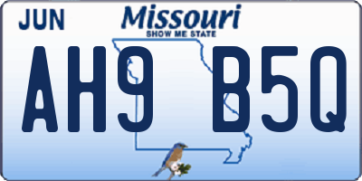 MO license plate AH9B5Q