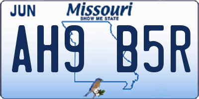 MO license plate AH9B5R