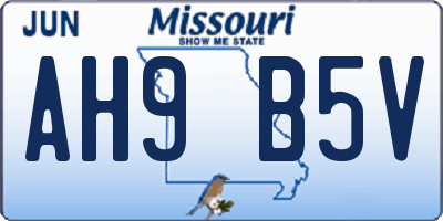 MO license plate AH9B5V