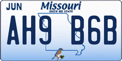 MO license plate AH9B6B
