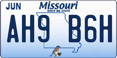MO license plate AH9B6H