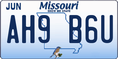 MO license plate AH9B6U