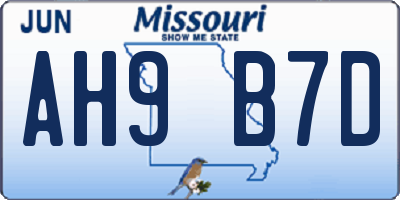 MO license plate AH9B7D