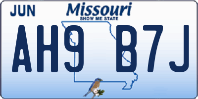 MO license plate AH9B7J