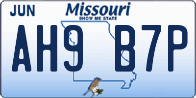 MO license plate AH9B7P
