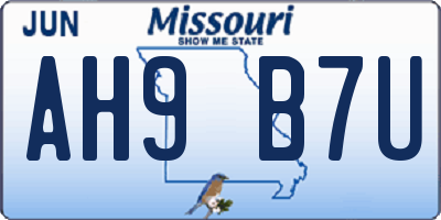 MO license plate AH9B7U