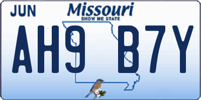 MO license plate AH9B7Y