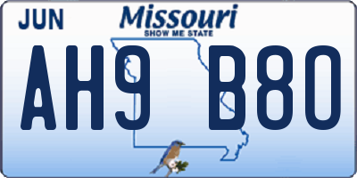 MO license plate AH9B8O