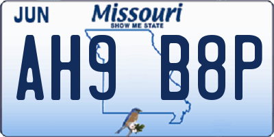 MO license plate AH9B8P