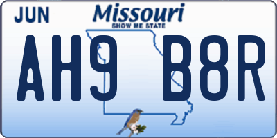 MO license plate AH9B8R