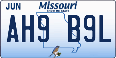 MO license plate AH9B9L